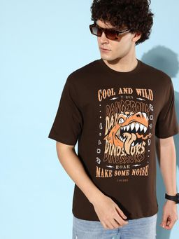 Difference of Opinion - Brown Graphic Oversized T-Shirt
