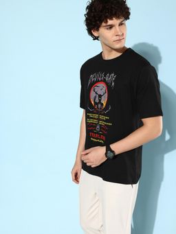Difference of Opinion - Black Graphic Oversized T-Shirt