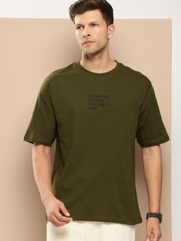 Difference of Opinion - Olive Typographic Oversized T-shirt
