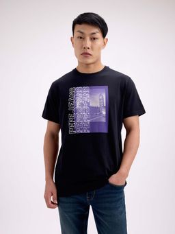 Pepe Jeans - Men Black Photographic Print Half Sleeves T-Shirt