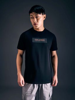 Pepe Jeans - Men Black Typography Print Half Sleeves Stretch T-Shirt