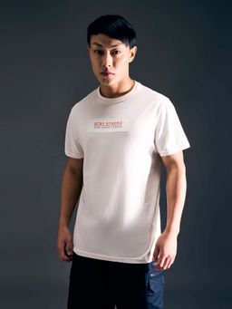 Pepe Jeans - Men Off White Typography Print Half Sleeves Stretch T-Shirt