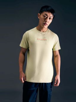 Pepe Jeans - Men Green Typography Print Half Sleeves Stretch T-Shirt