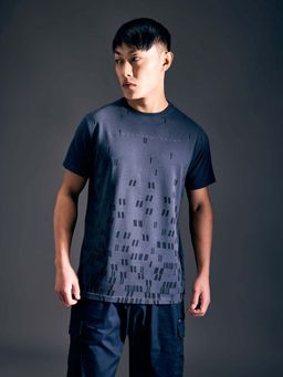 Pepe Jeans - Men Grey Geometric Print Half Sleeves Stretch T-Shirt