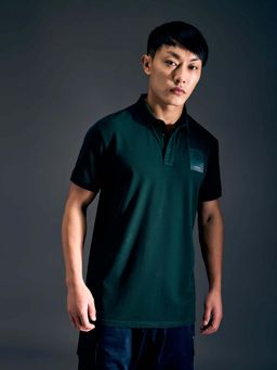 Pepe Jeans - Men Green Ribbed Collar Half Sleeves Polo T-Shirt