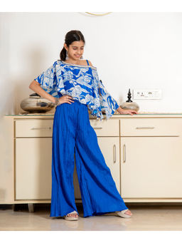 devils n angels - Stunning Blue Printed Top & Palazzo