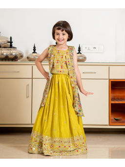 devils n angels - Green Embellished Lehenga Choli with Shrug (Set of 3)