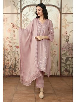 Kaveri - White Linen Round Neck Plain Kurta