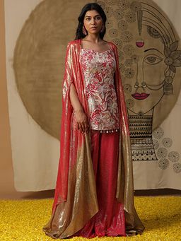 Arpita Sulakshana - Fuchsia Pink Contemporary Kurti And Sharara With Cape