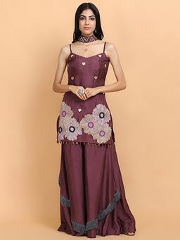 Arpita Sulakshana - Purple Silk Kurta And Garara With Dupatta