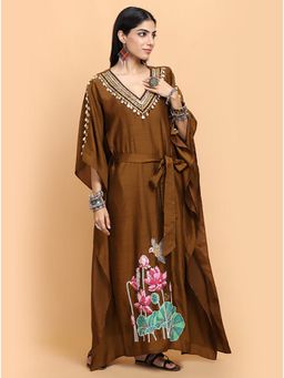 Arpita Sulakshana - Brown Hand painted Kaftan Set
