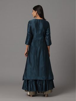 Arpita Sulakshana - Queenly Teal Kurta And Sharara With Dupatta Set