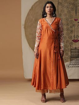 Arpita Sulakshana - Burnt Orange Angrakha Kurta With Palazzos And Dupatta
