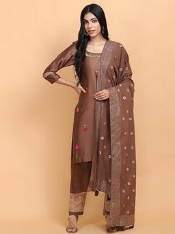 Arpita Sulakshana - Brown Chanderi Silk Kurta And Pant With Dupatta