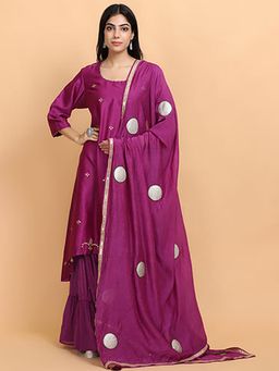 Arpita Sulakshana - Purple Chanderi Kurta And Sharara With Dupatta Set