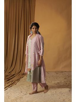 Arpita Sulakshana - Baby Pink Chanderi Silk Kurta And Pant With Dupatta