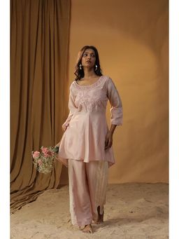 Arpita Sulakshana - Pastel Pink Embroidered Top With Palazzos Co-Ord Set