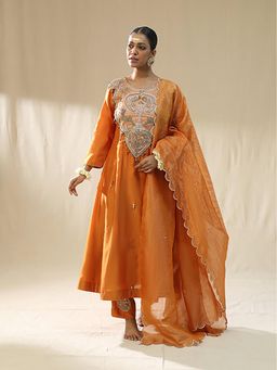 Arpita Sulakshana - Orange Kastoori Anarkali Kurta And Pant With Dupatta Suit Set