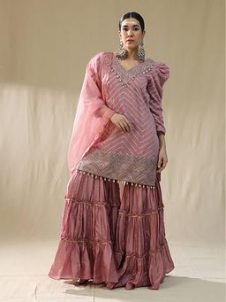 Arpita Sulakshana - Dusty Pink Kurta And Sharara With Dupatta Set