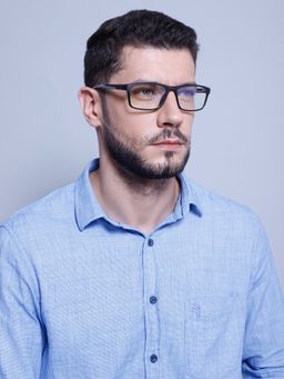 Intellilens - Unisex UV Protected UV Square Blue Cut Computer Glasses Matte Black (56-17-140)