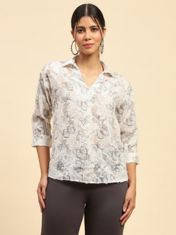 Global Republic - Butterfly Print Relaxed Fit Blouson Top