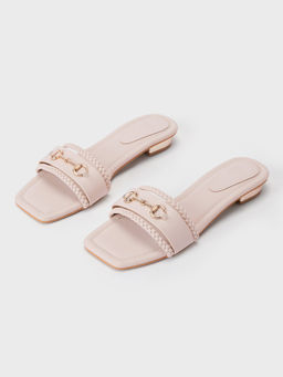 Twenty Dresses by Nykaa Fashion - Beige Square Toe Braided Detail Sandal For Women