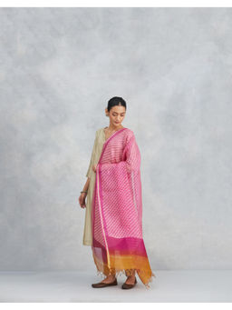 Fabindia - Pink Silk Blend Hand Block Printed Dupatta