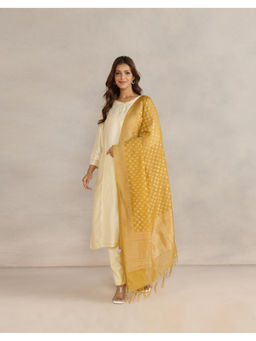 Fabindia - Mustard Cotton Silk Blend Banarasi Dupatta