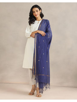 Fabindia - Navy Blue Cotton Blend Dupatta
