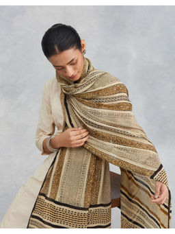 Fabindia - Beige Viscose Bagru Printed Dupatta