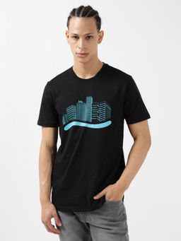Lee - Men Graphic Print Black Crew Neck T-Shirt (Slim)