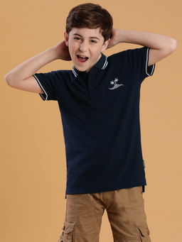 Lil Tomatoes - Navy Blue Boys Cotton Polo T-Shirt