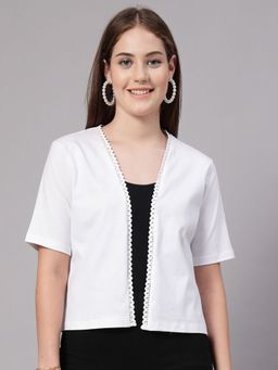 Style Quotient - Women White Solid Cropped Jacket