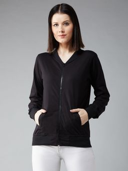 DOLCE CRUDO - Women Black Solid Bomber Jacket