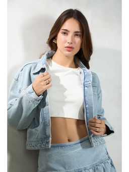 Virgio - Women Blue Solid Denim Jacket