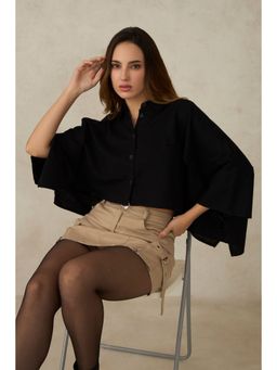 Virgio - Women Black Solid Cropped Jacket