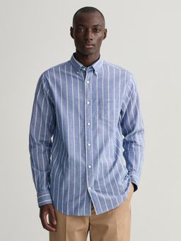 GANT - Men Blue Regular Oxford Stripe Shirt