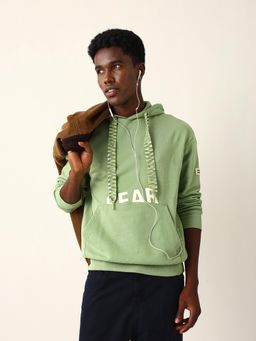 The Bear House - Men Cotton Typographic Print Relax Fit Hoodie