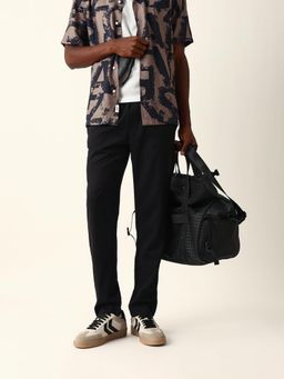 The Bear House - Men Solid Slim Fit Casual Trouser