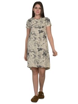 MAYSIXTY - Soft Cotton Printed Off White Short Nighty