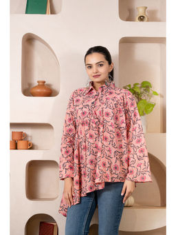 WEAVLLITE - Peach Cotton Floral Print Tunic