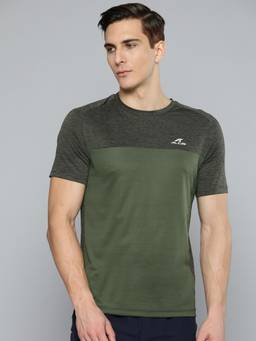 Alcis - Men Olive Green Slim Fit Running T-shirt