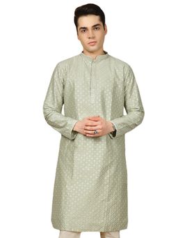 Gahan - Mens Shimmering Green Embellished Poly Silk Kurta