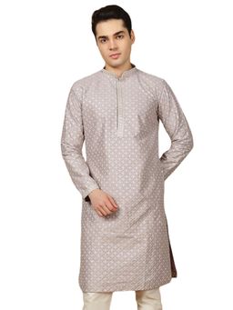 Gahan - Mens Shimmering Mauve Embellished Poly Silk Kurta