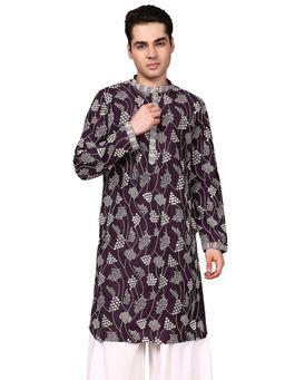 Gahan - Mens Embroidery Finest Sequins Work Classic Purple Kurta