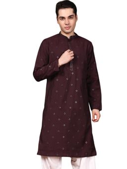 Gahan - Mens Silk Blend Purple Designer Sequins Work Kurta