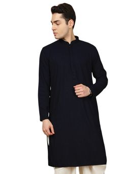 Gahan - Mens Chikankari Rayon Navy Blue Kurta