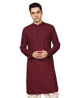 Gahan - Mens Chikankari Rayon Maroon Kurta