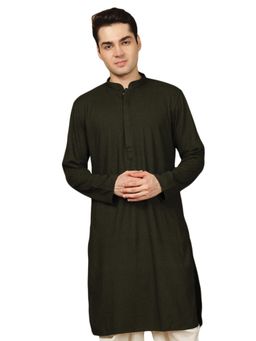 Gahan - Mens Chikankari Rayon Olive Green Kurta