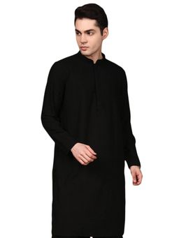 Gahan - Mens Black Cotton Chikankari Designer Kurta